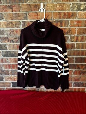 Sonoma Goods For Life Women's Turtleneck Tunic Sweater Stripe Size PL NEW
